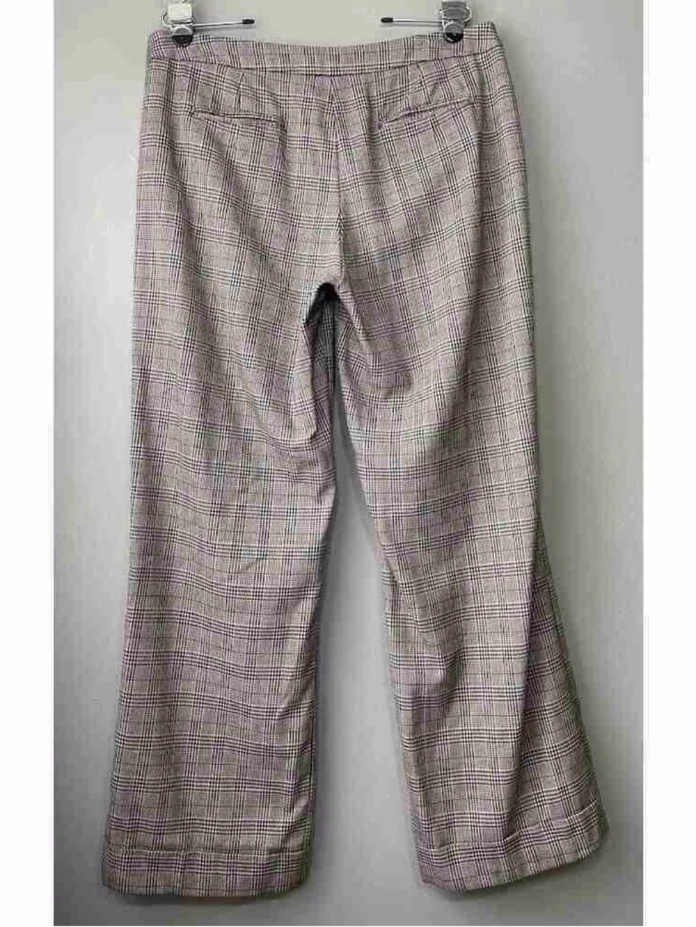 Plaid Boot-Cut Pants in Cream and Brown